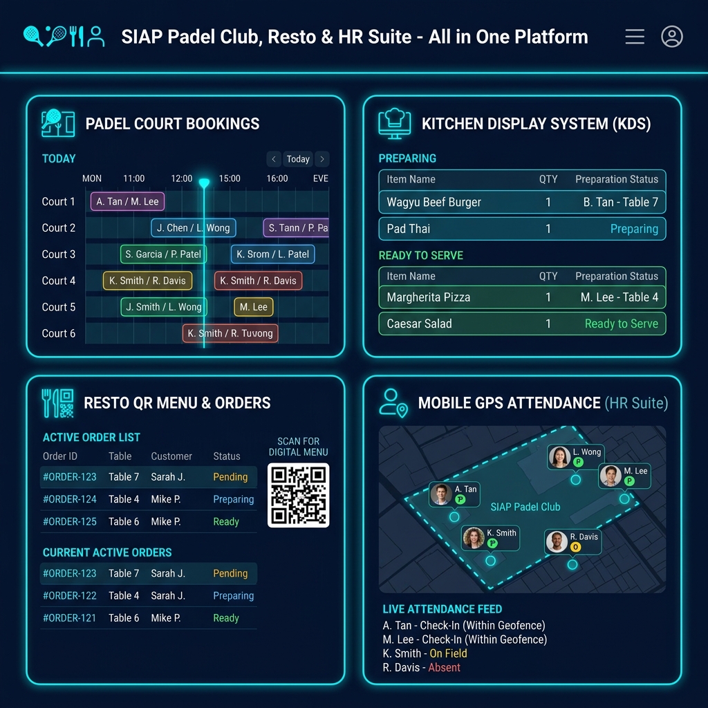 SIAP Padel, Resto & HR Suite App Showcase
